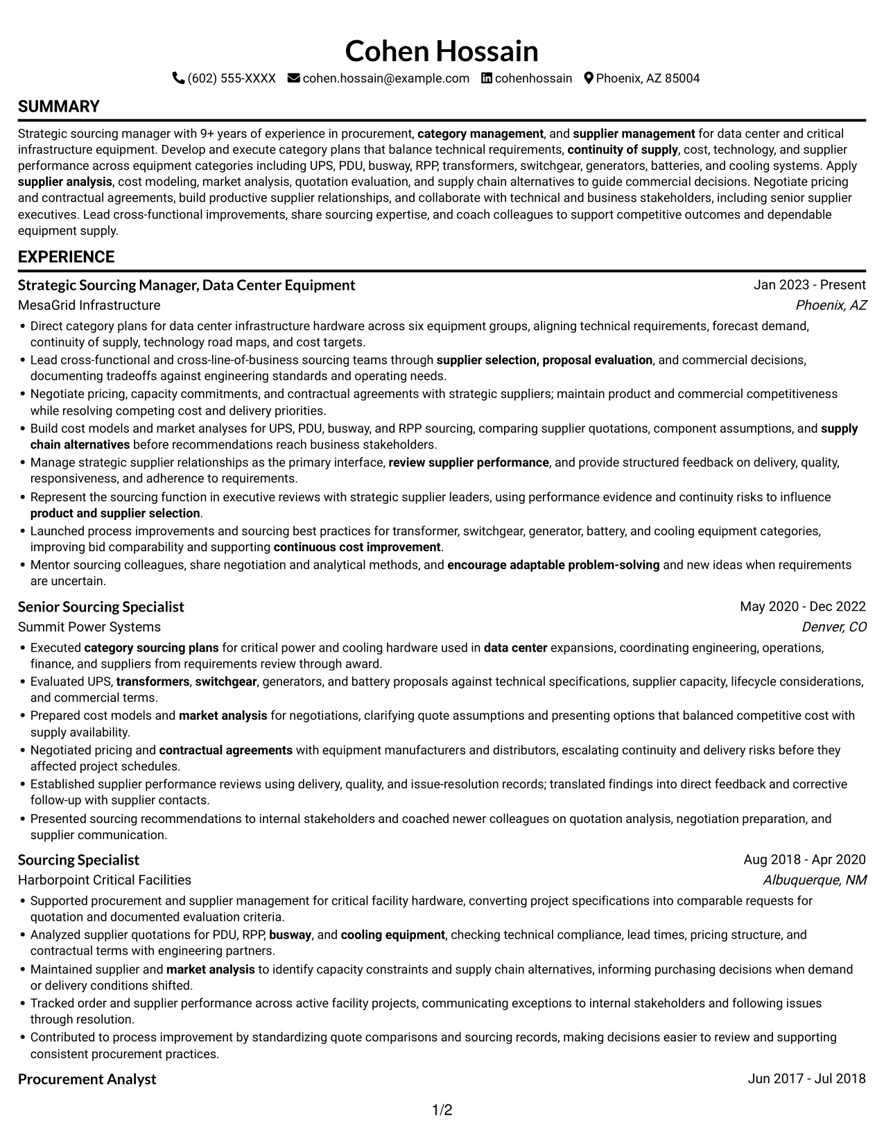 Resume example — page 1