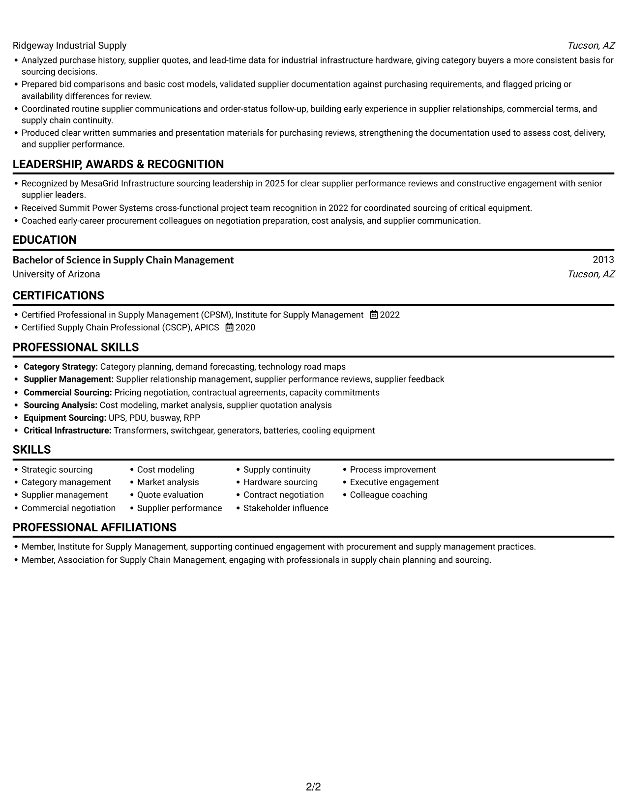 Resume example — page 2