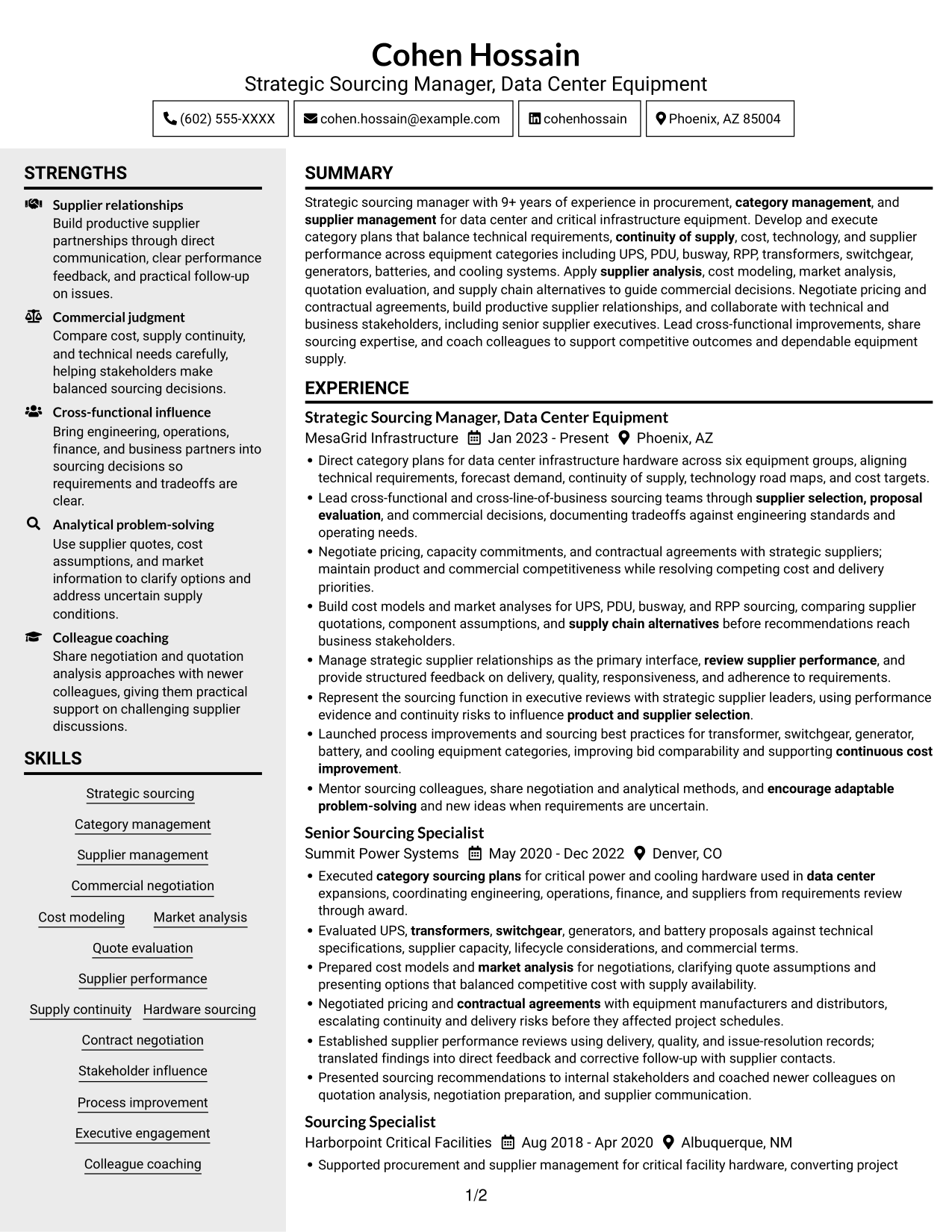 Resume example — page 1