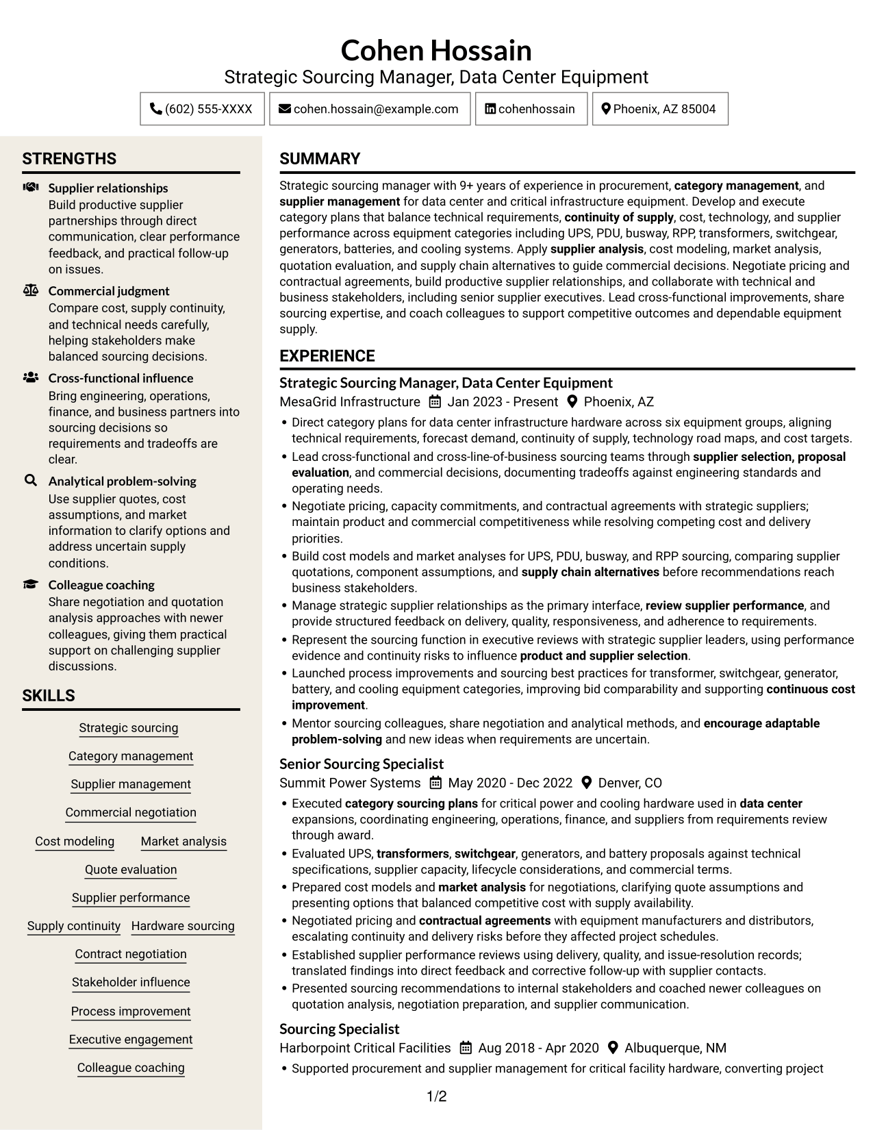 Resume example — page 1