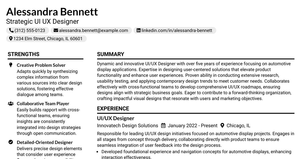 33 Strategic UI UX Designer Resume Templates with Example 2026 (ATS-Optimized)