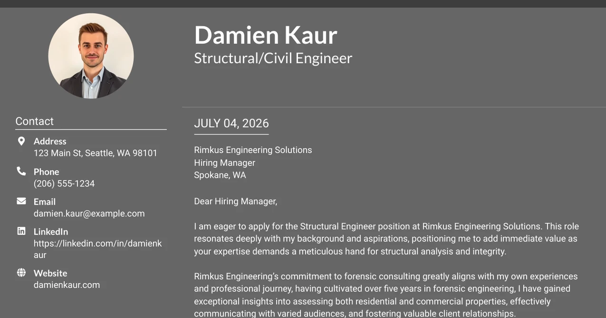 30+ Structural/Civil Engineer Cover Letter Templates with Example 2026