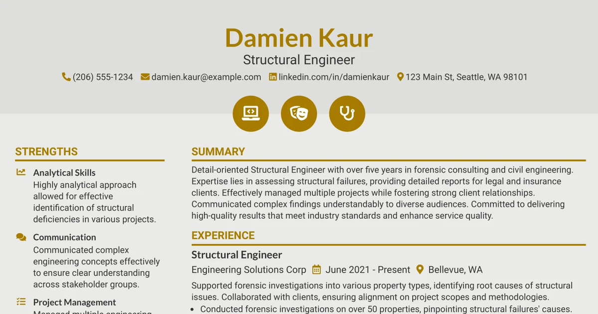33 Structural/Civil Engineer Resume Templates with Example 2026 (ATS-Optimized)