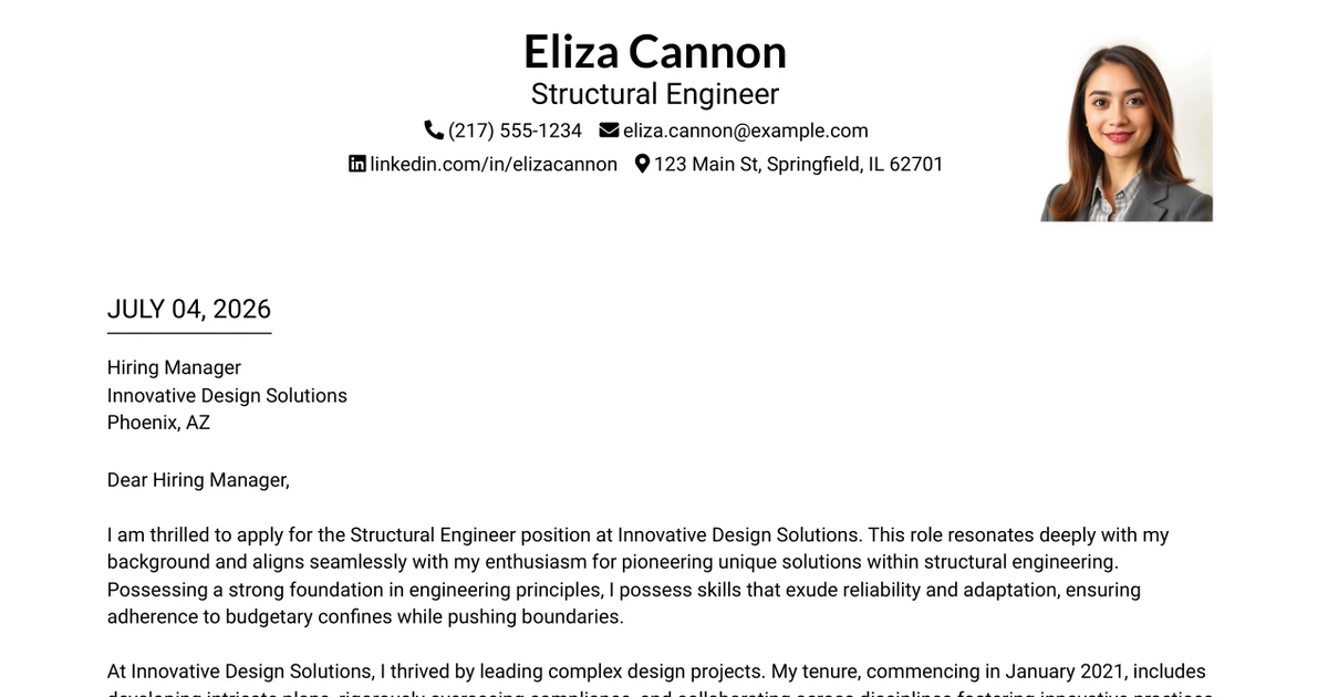 30+ Structural Engineer Cover Letter Templates with Example 2026