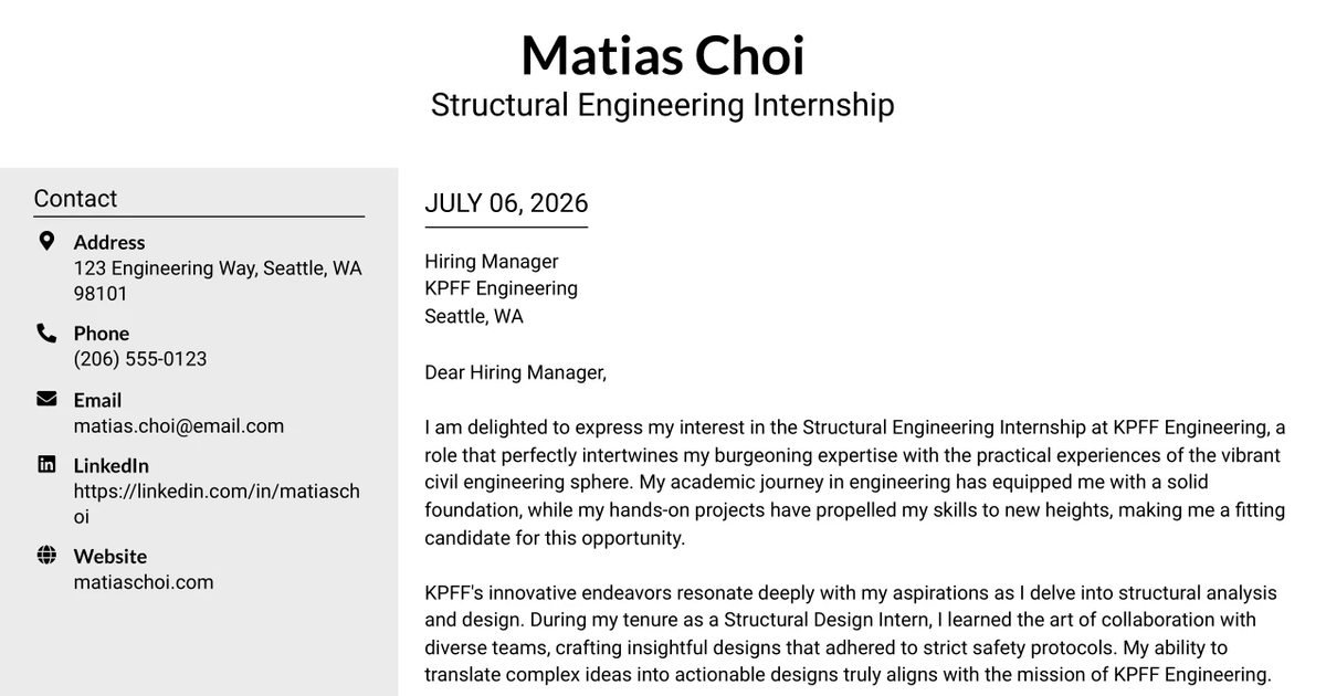 30+ Structural Engineering Internship Cover Letter Templates with Example 2026