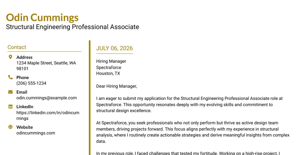 30+ Structural Engineering Professional Associate Cover Letter Templates with Example 2026
