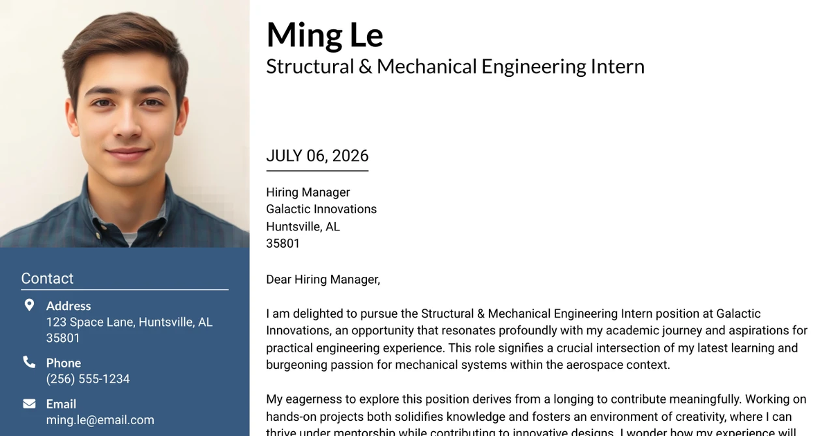 30+ Structural & Mechanical Engineering Intern Cover Letter Templates with Example 2026