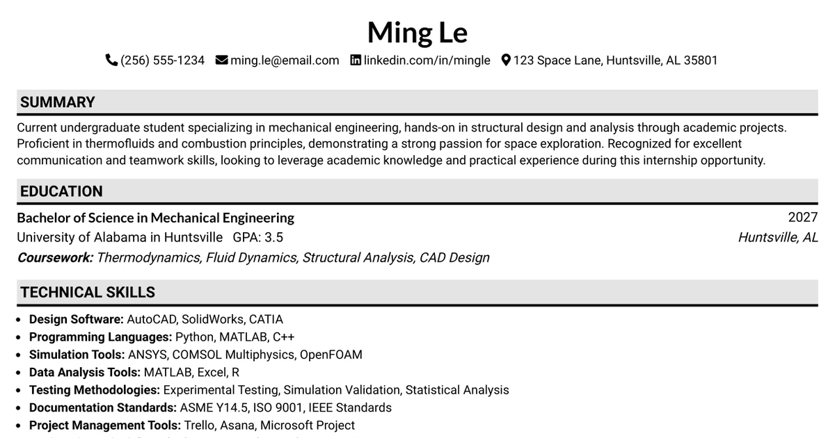 33 Structural & Mechanical Engineering Intern Resume Templates with Example 2026 (ATS-Optimized)