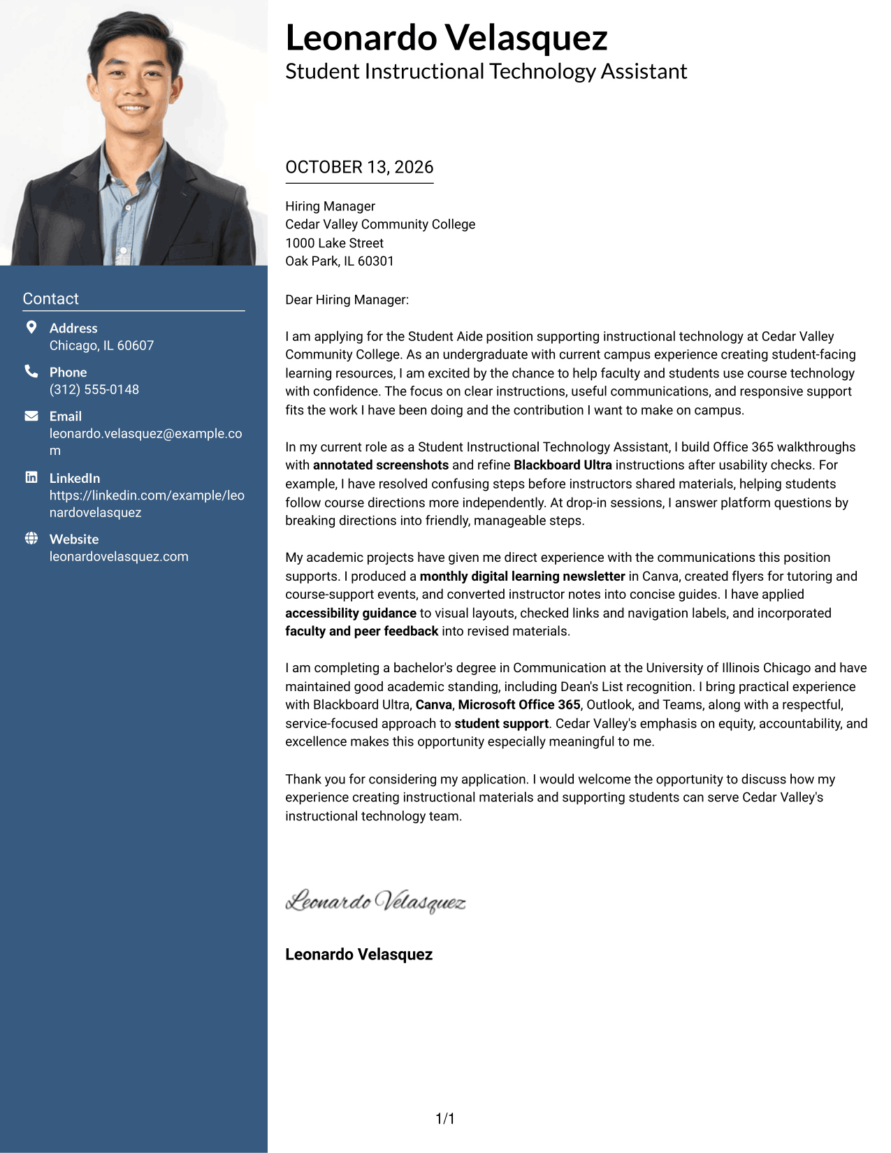 Cover Letter Example Page 1