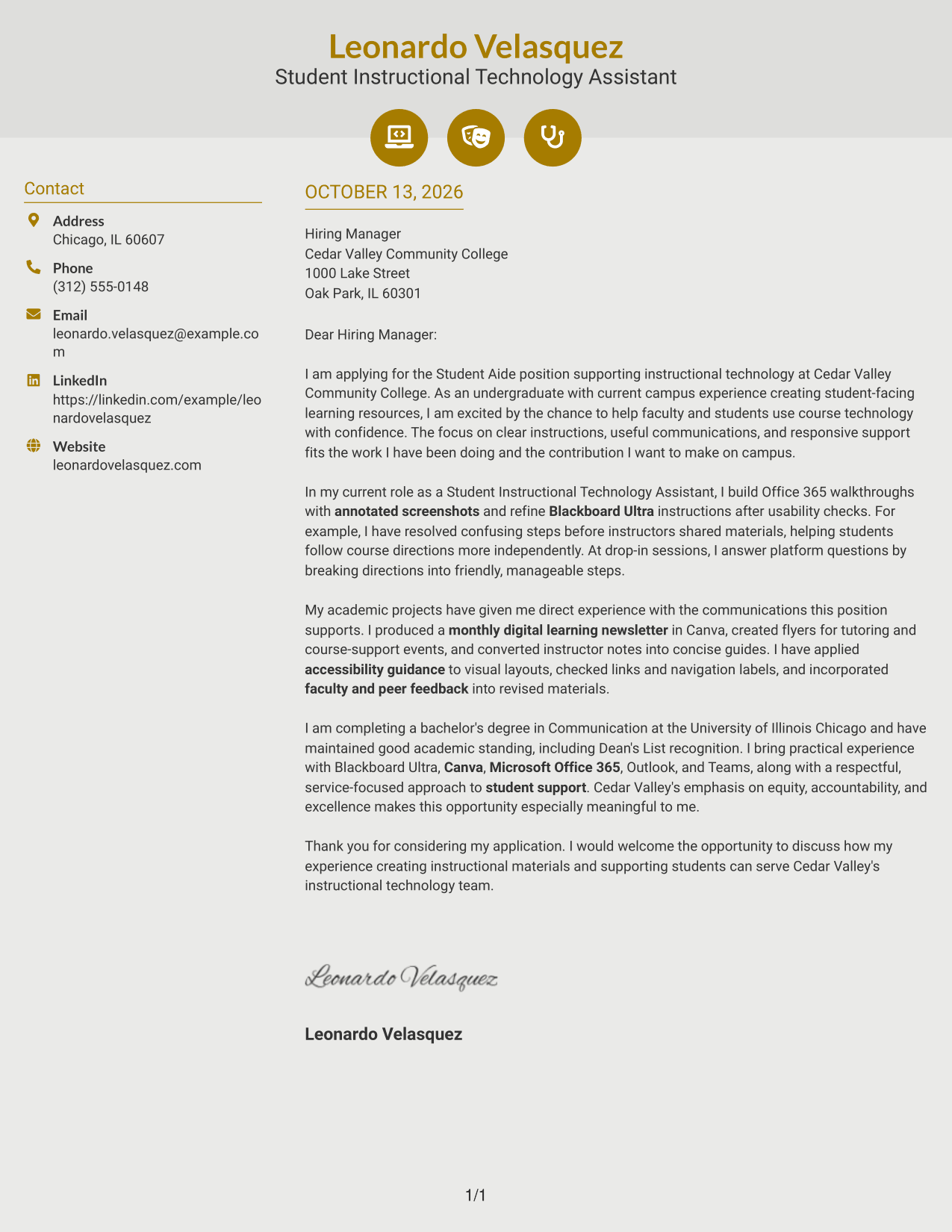 Cover Letter Example Page 1