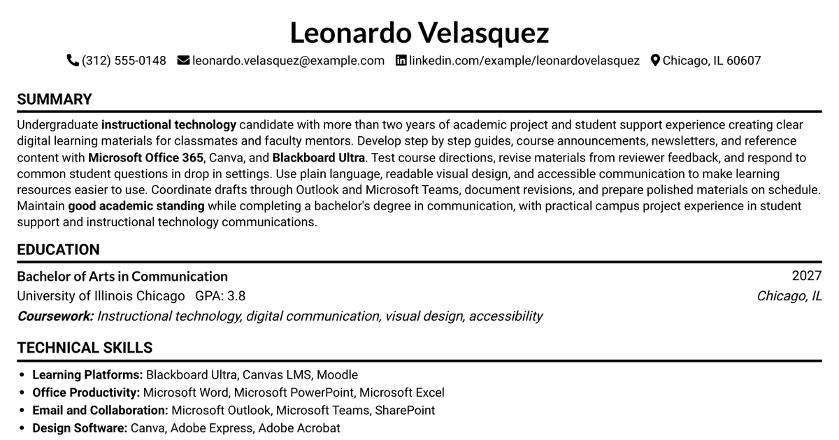 7 Student Aide - Instructional Technology Resume Templates with Example