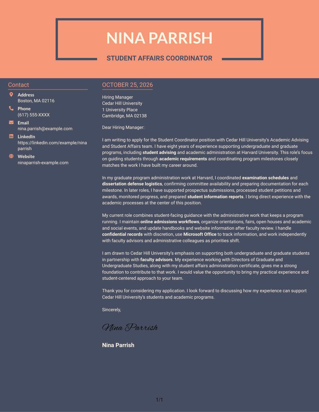 Cover letter example — page 1