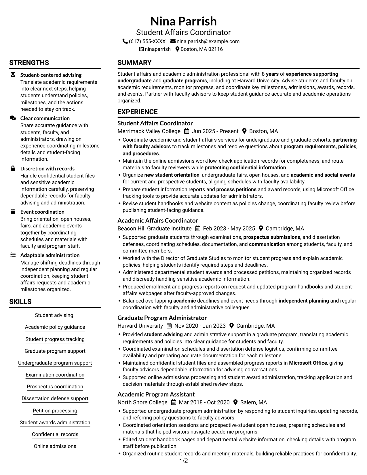 Resume example — page 1