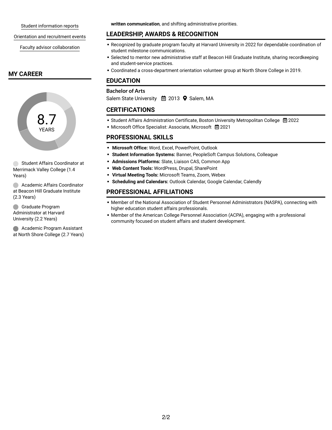 Resume example — page 2