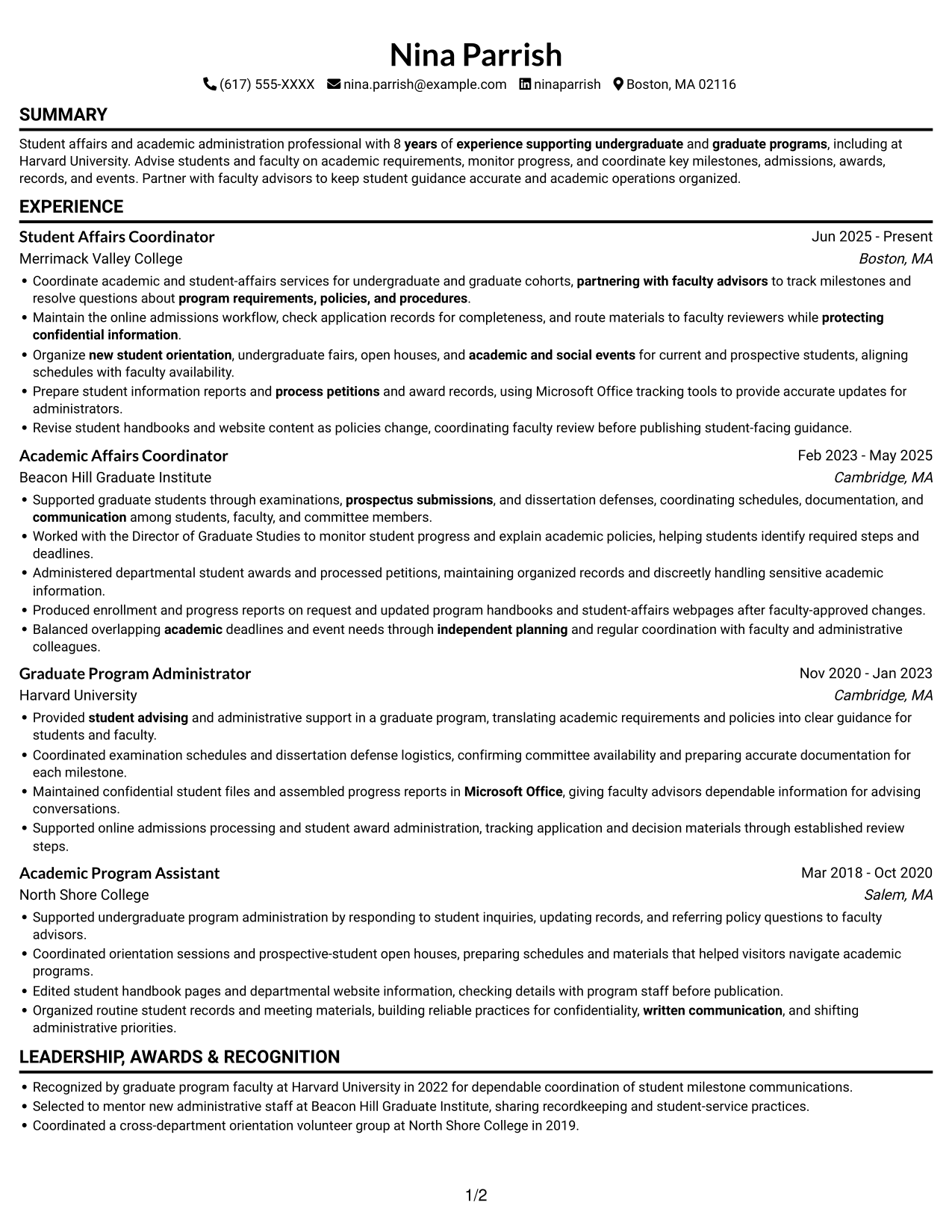 Resume example — page 1