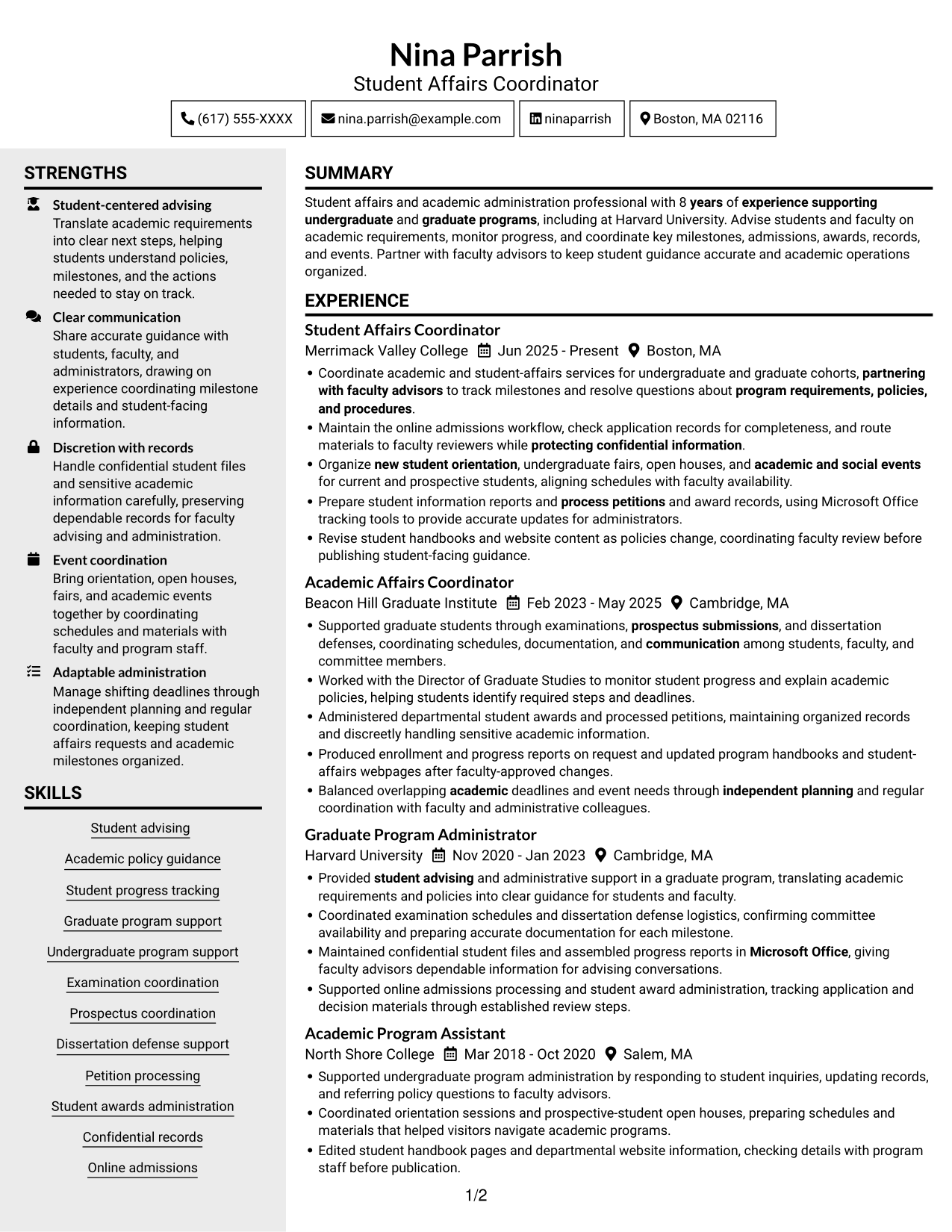 Resume example — page 1