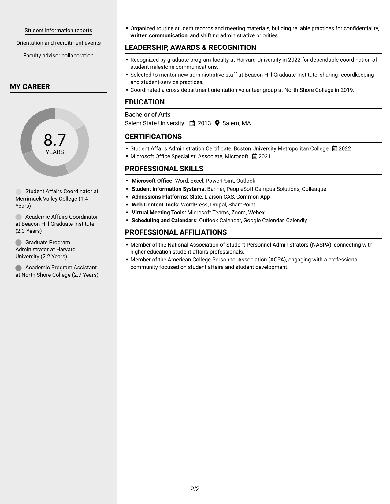 Resume example — page 2