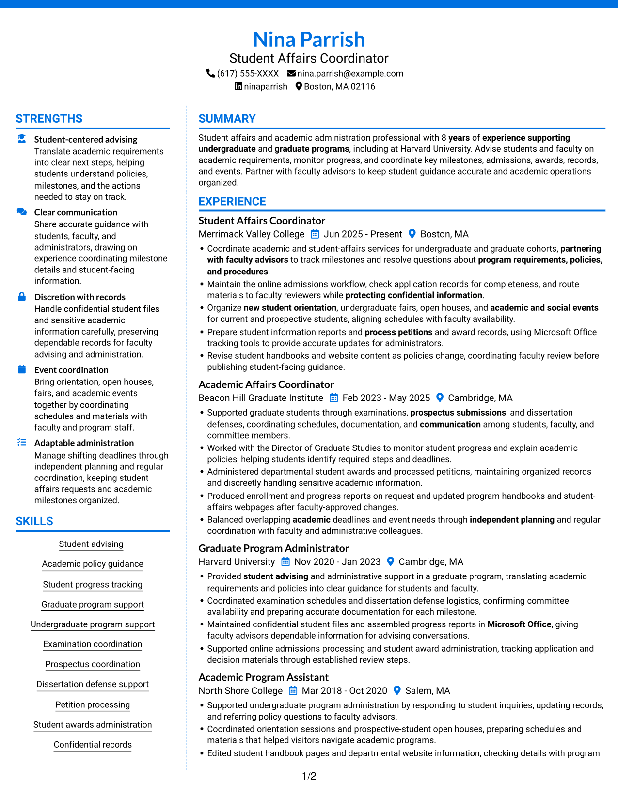 Resume example — page 1