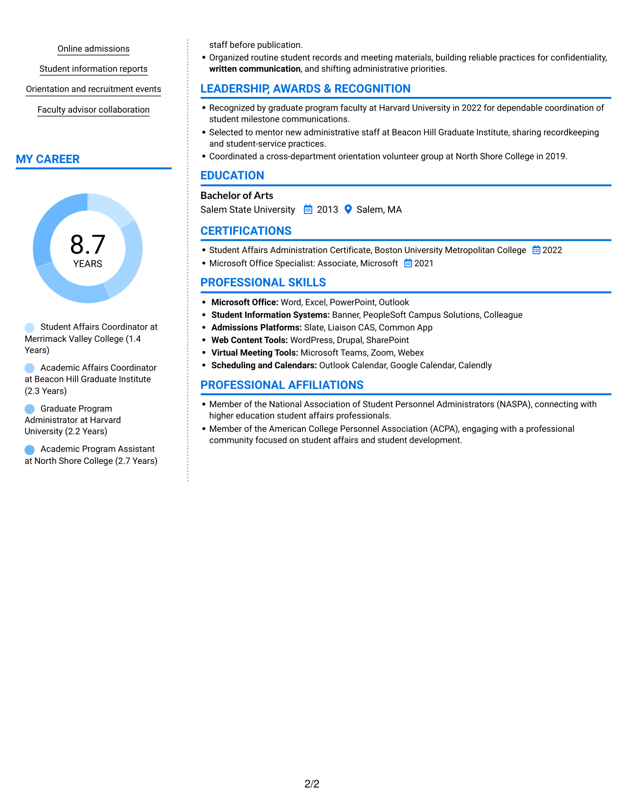 Resume example — page 2