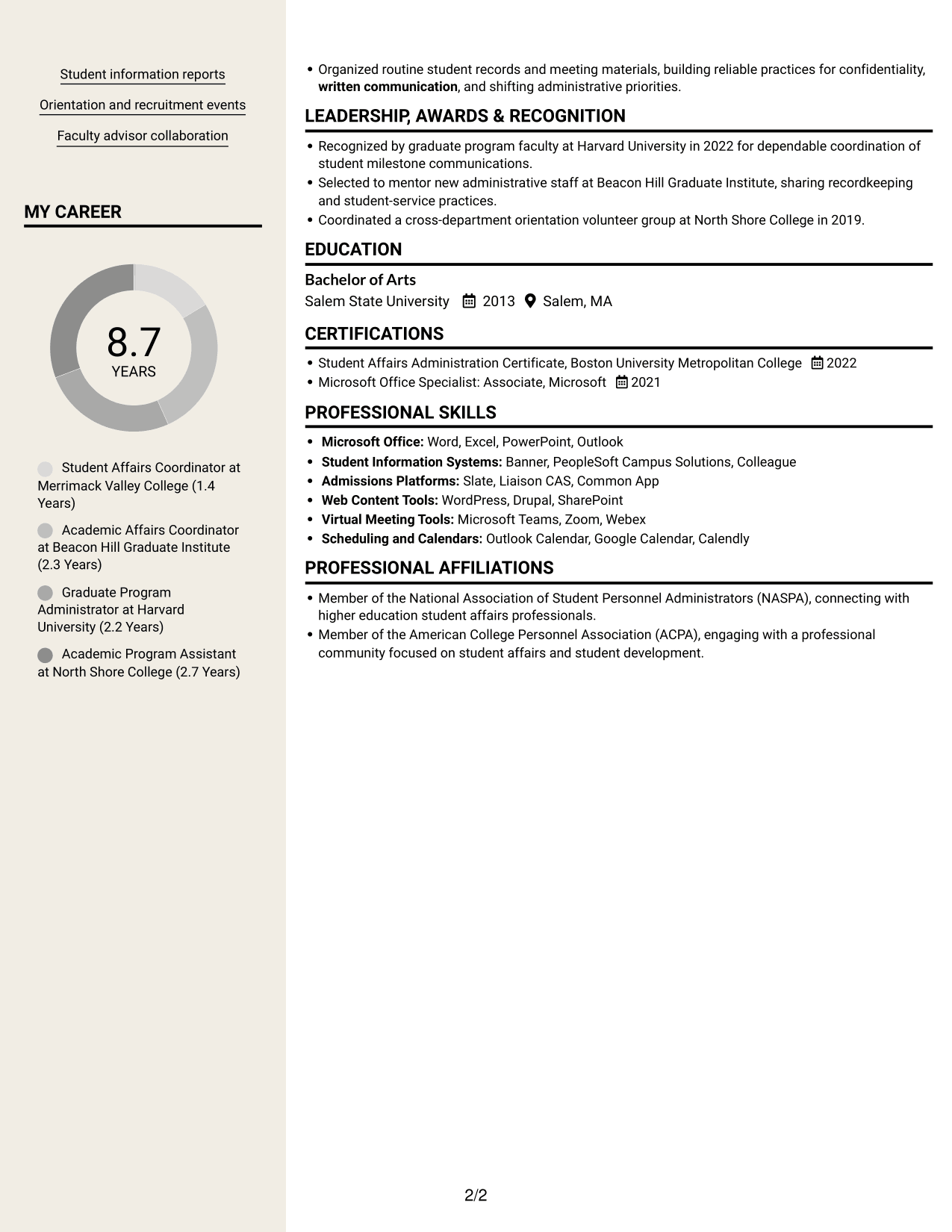 Resume example — page 2