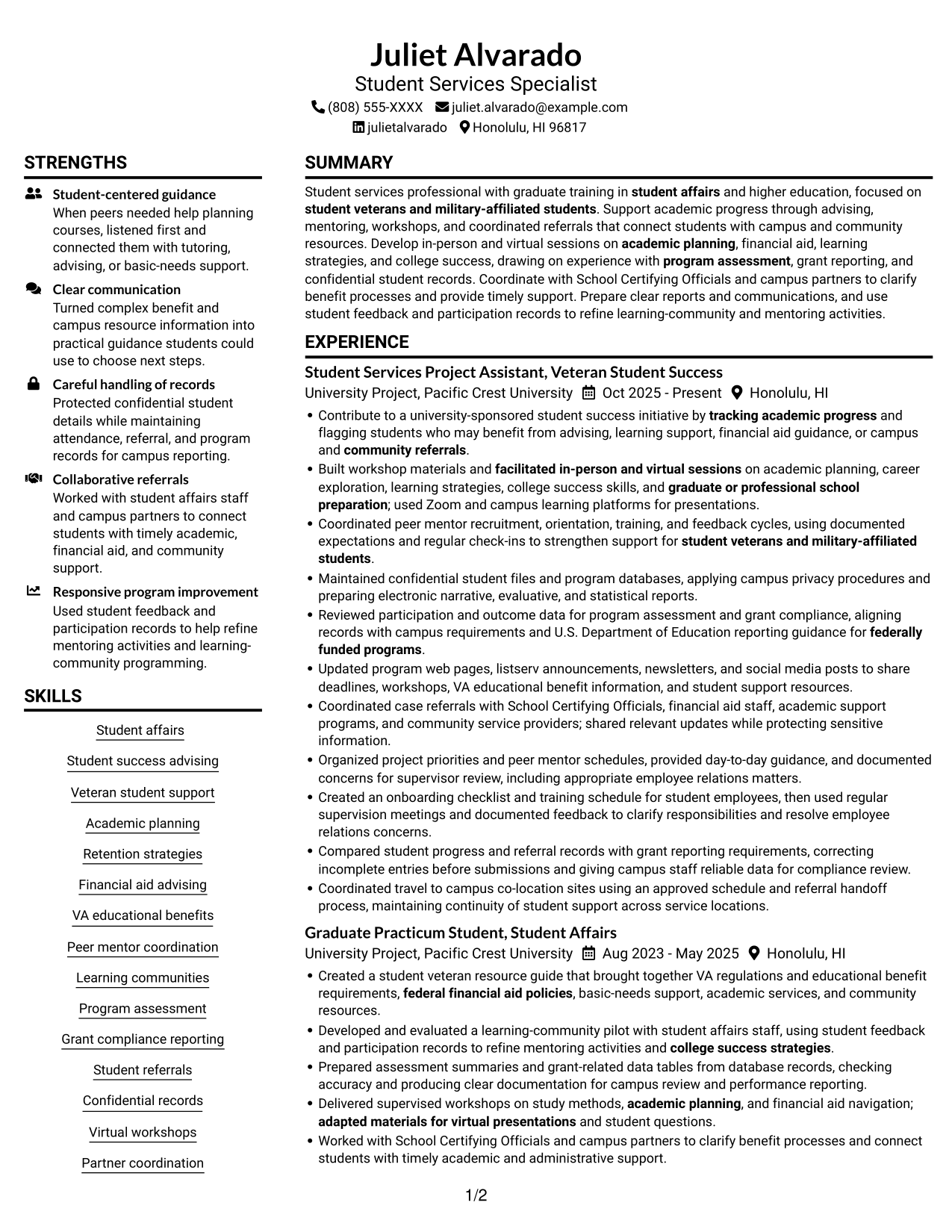 Resume example — page 1
