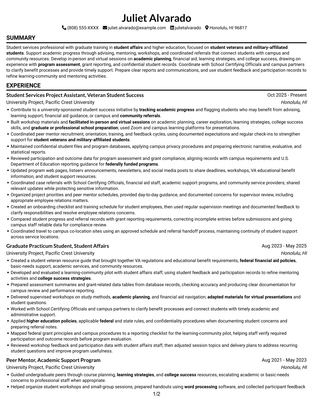 Resume example — page 1
