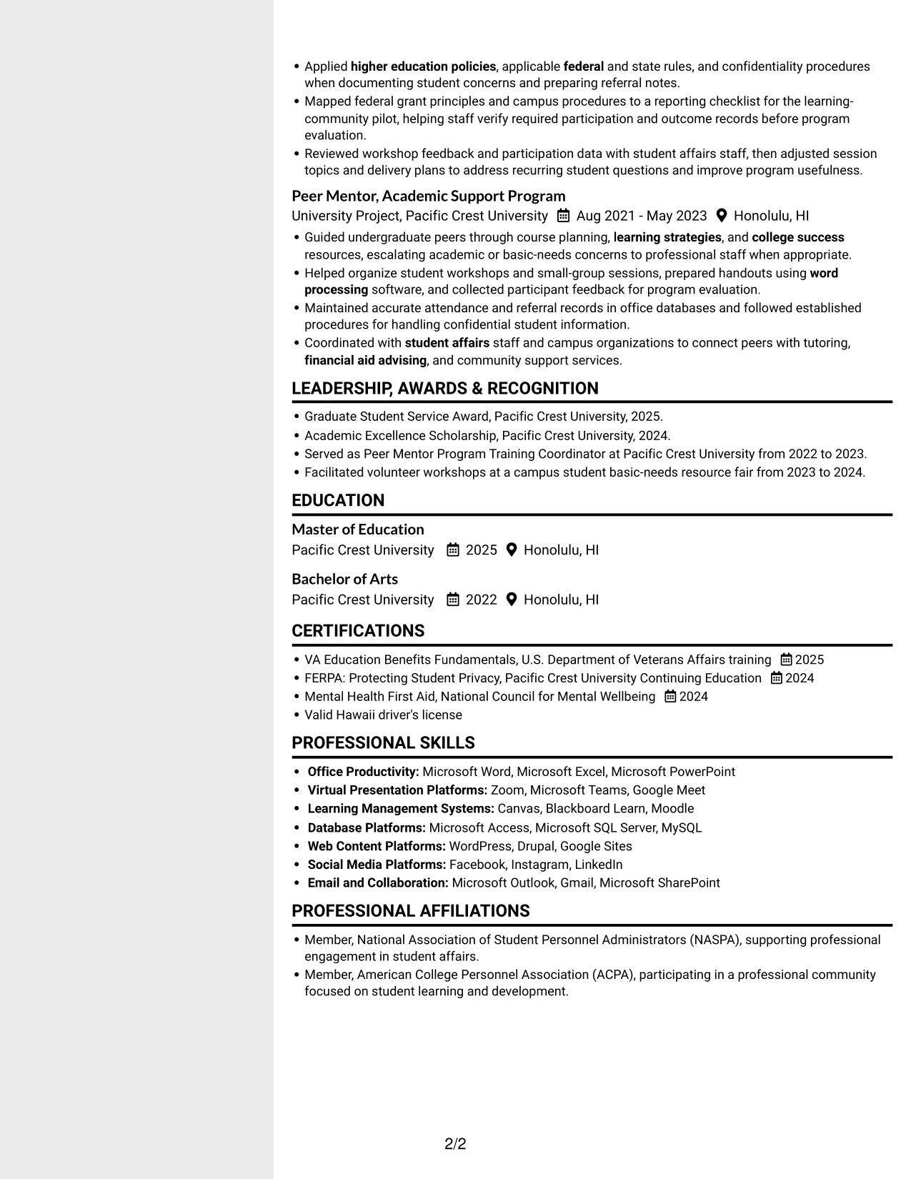 Resume example — page 2