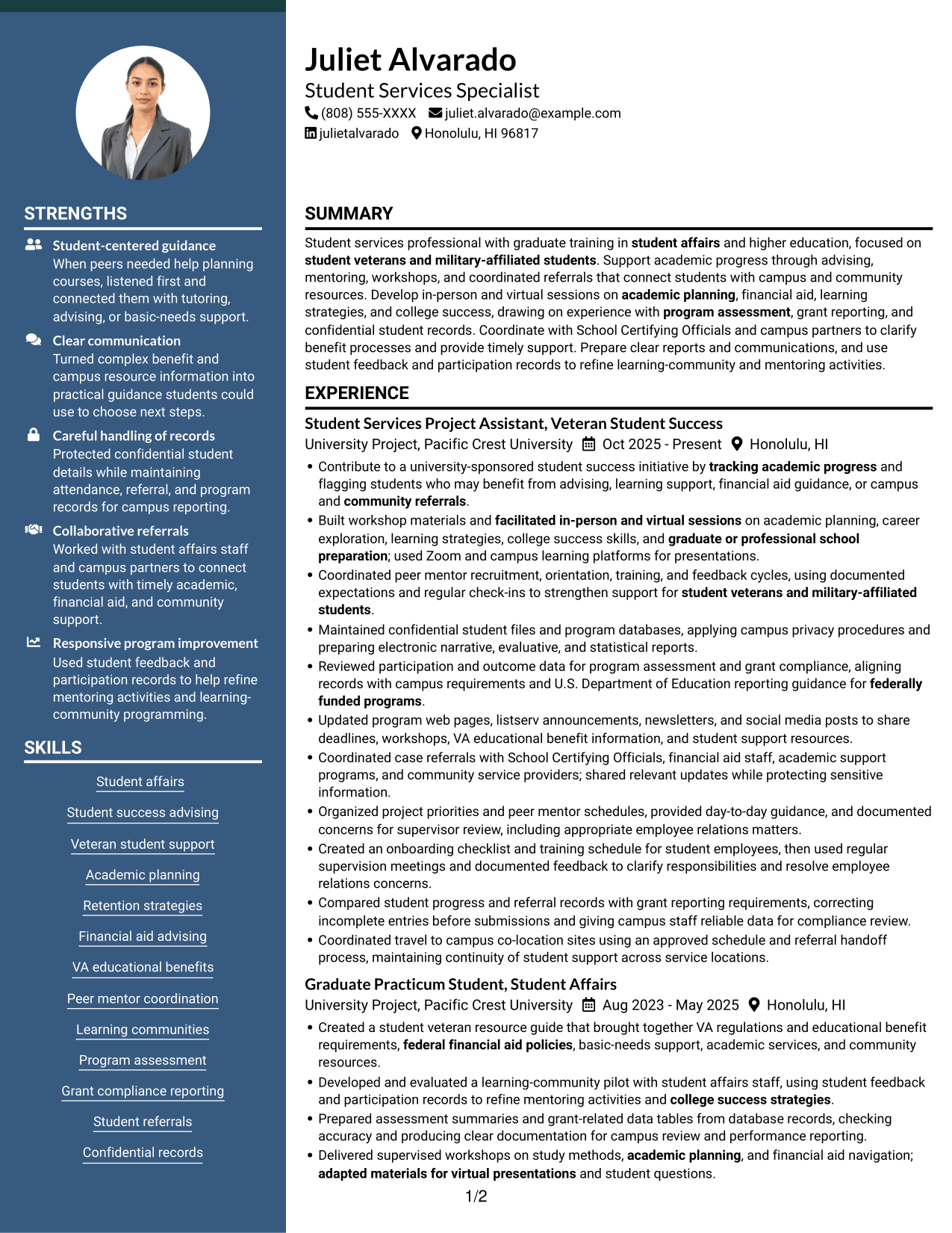 Resume example — page 1