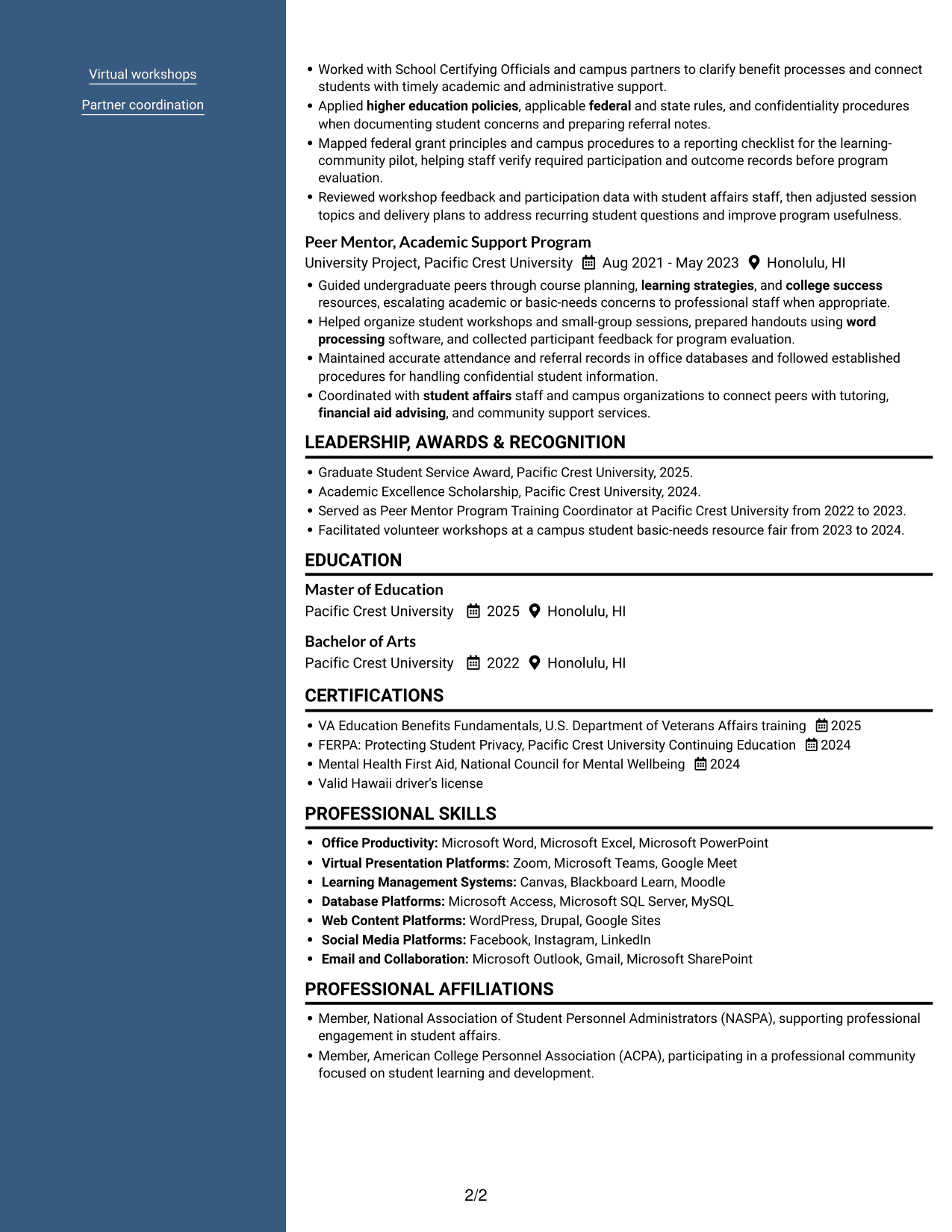 Resume example — page 2