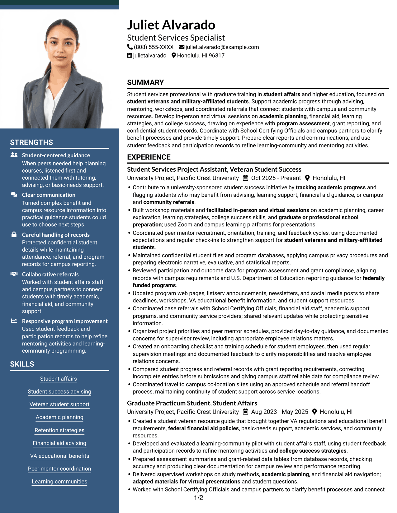 Resume example — page 1