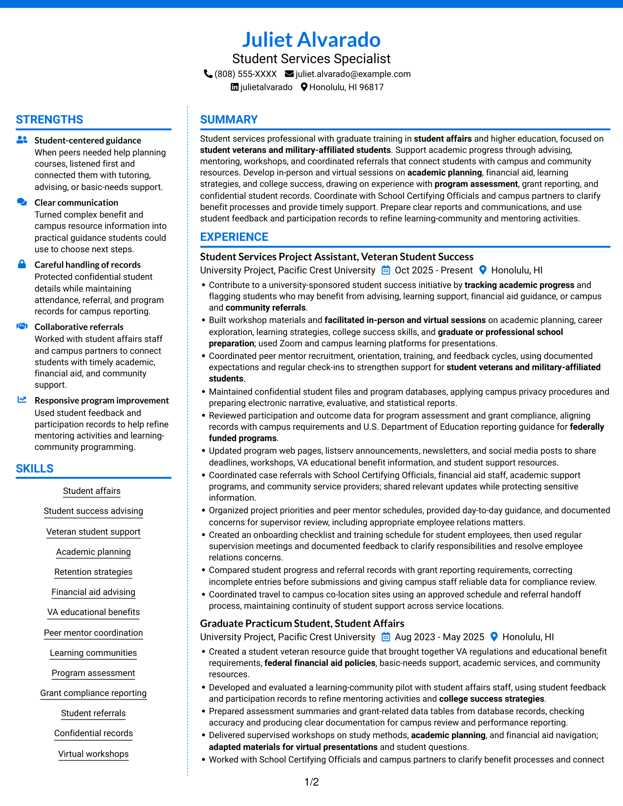 Resume example — page 1