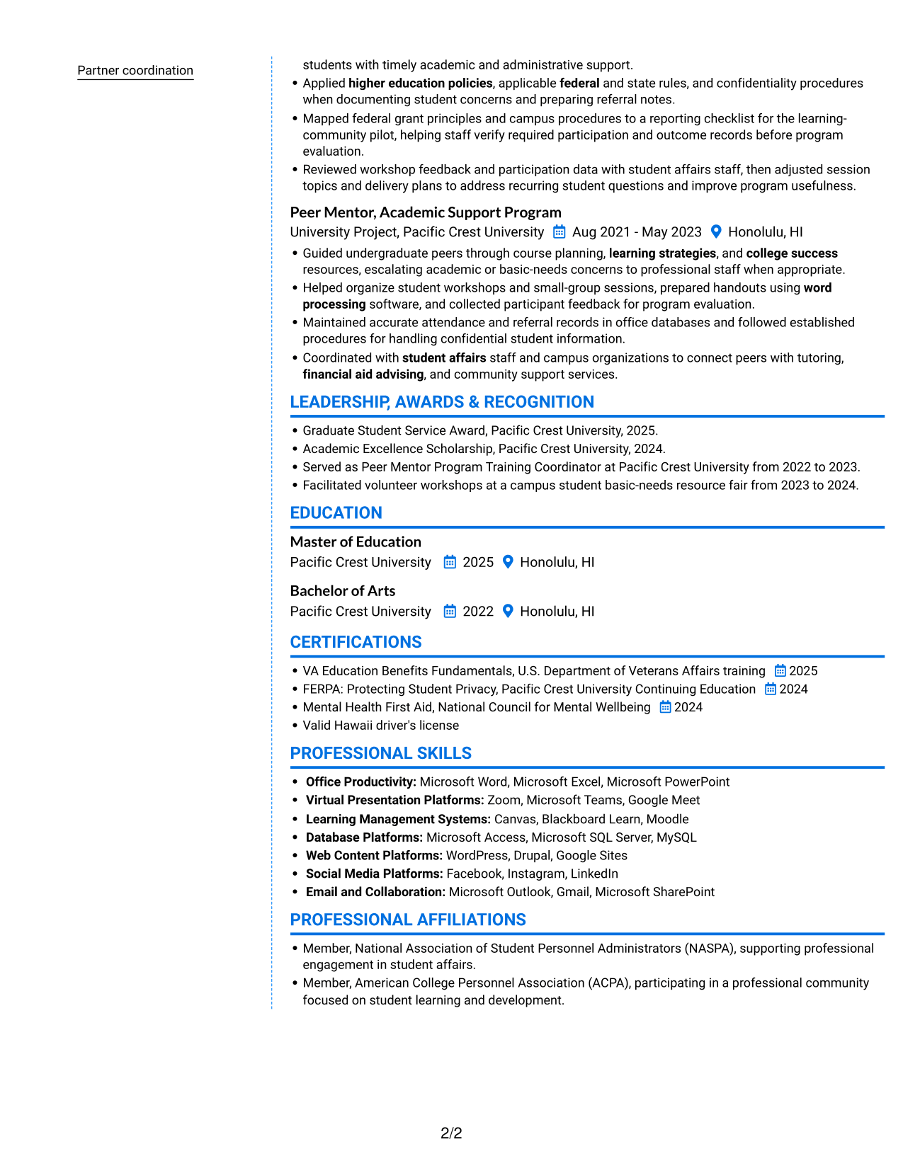 Resume example — page 2