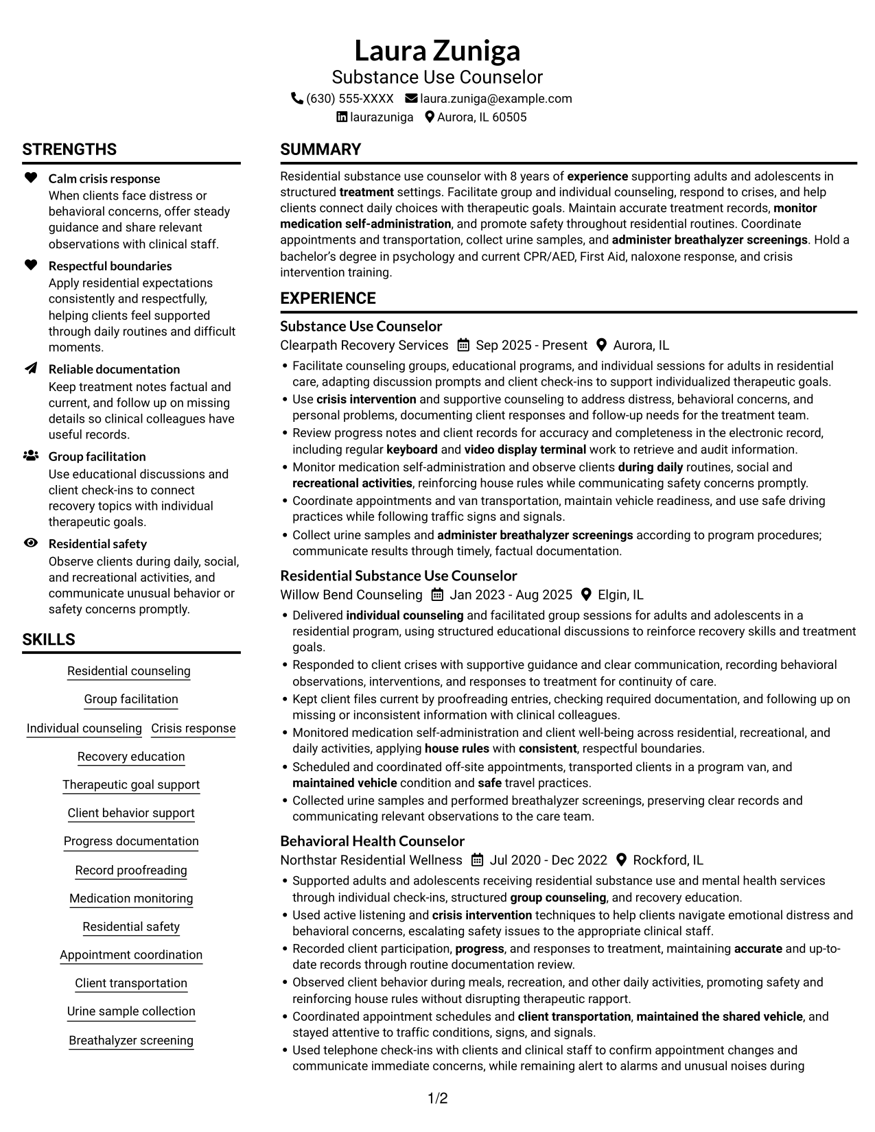 Resume example — page 1