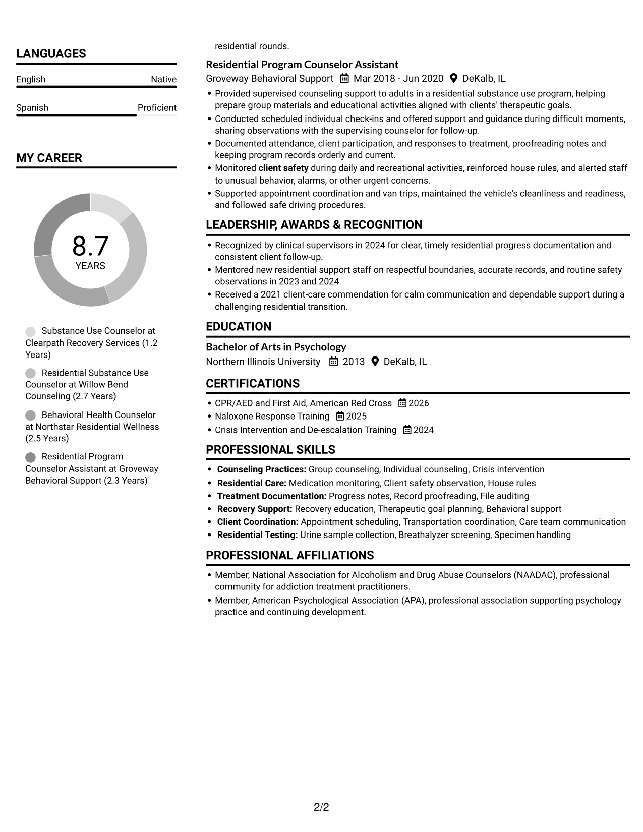 Resume example — page 2