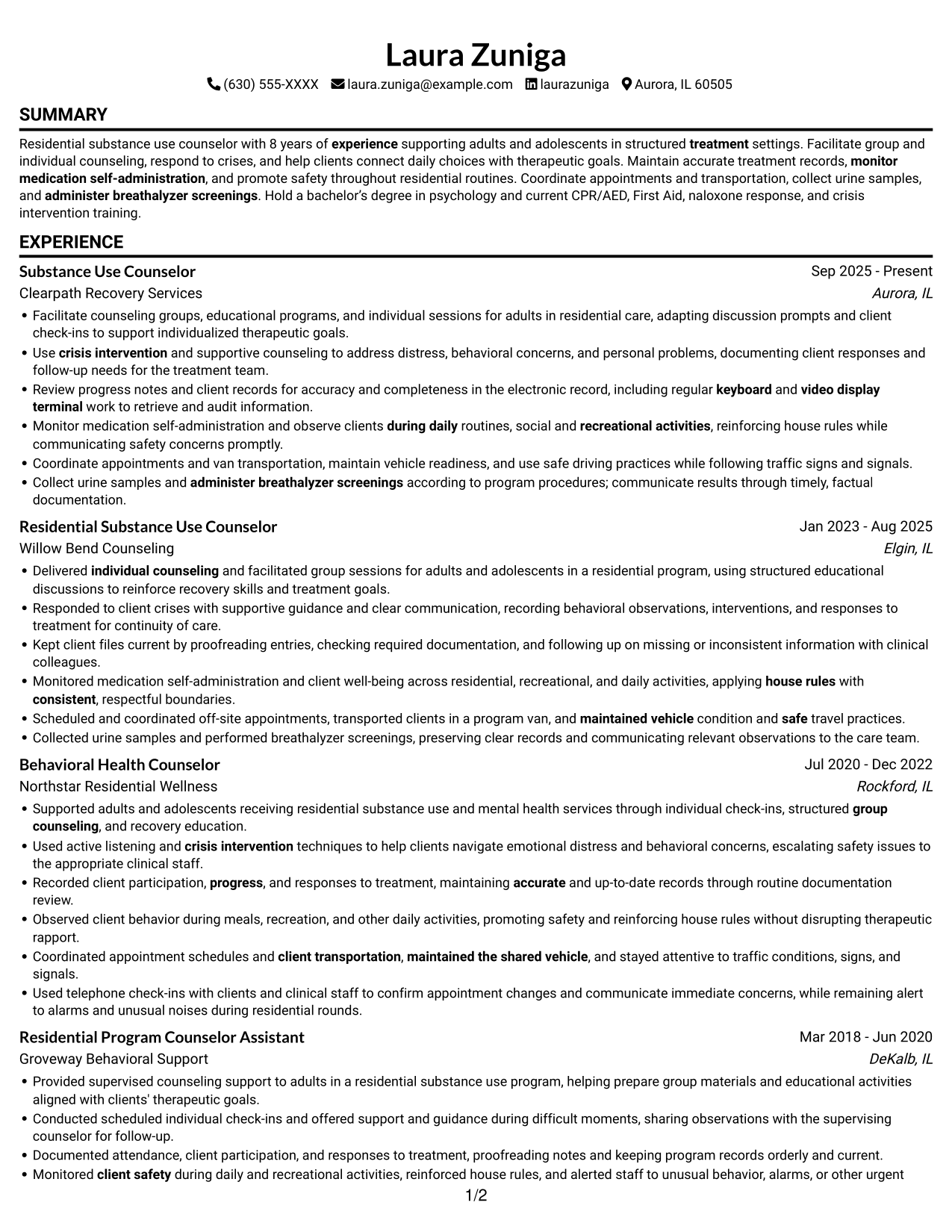 Resume example — page 1