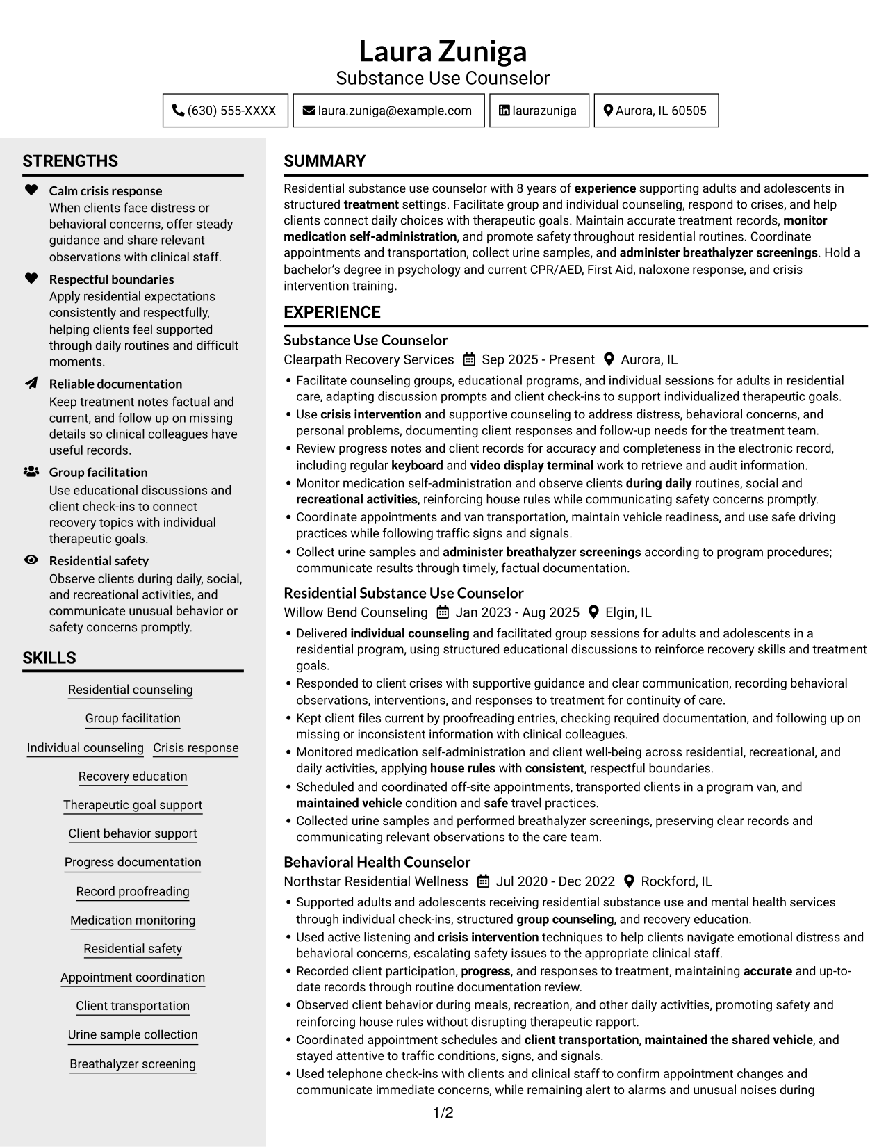 Resume example — page 1