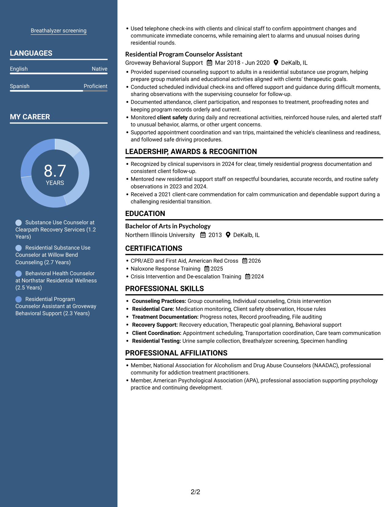 Resume example — page 2