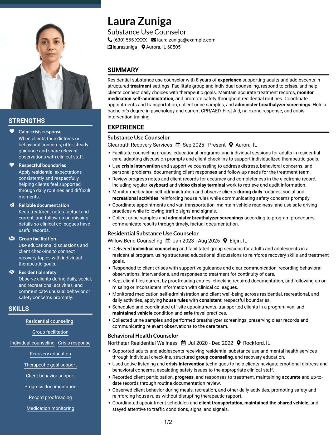 Resume example — page 1