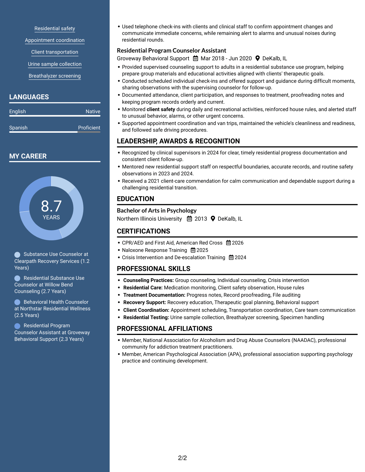 Resume example — page 2