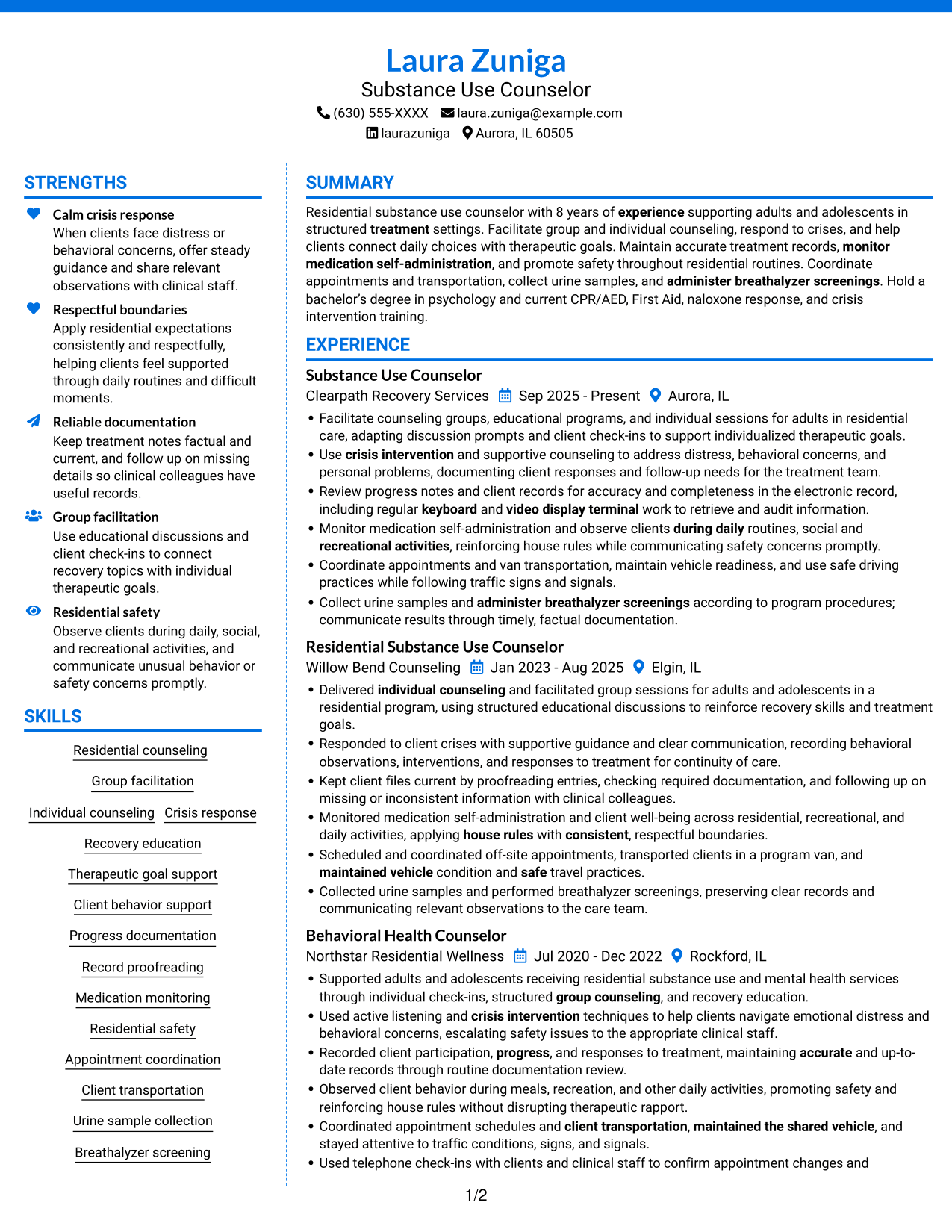 Resume example — page 1