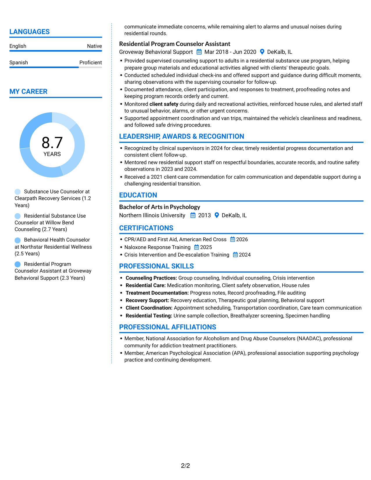Resume example — page 2