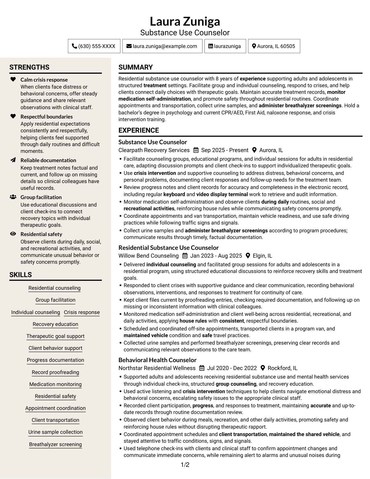 Resume example — page 1