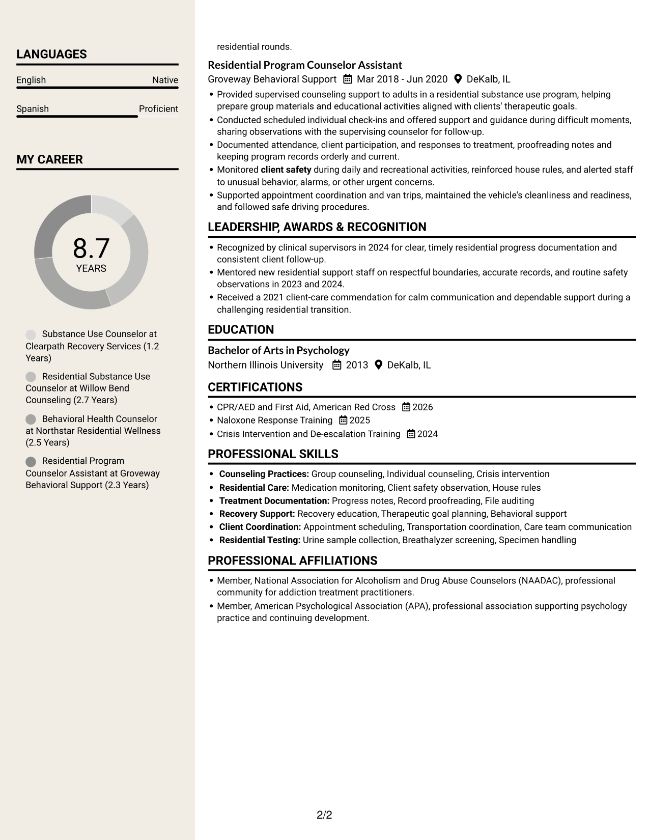 Resume example — page 2