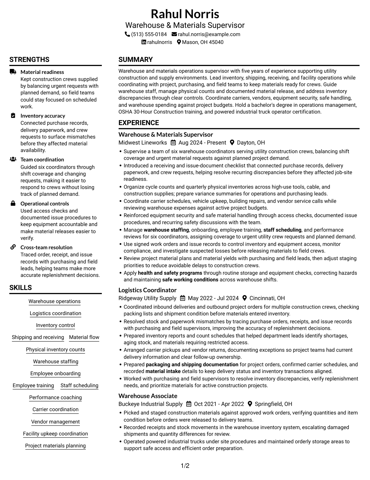 Resume example — page 1