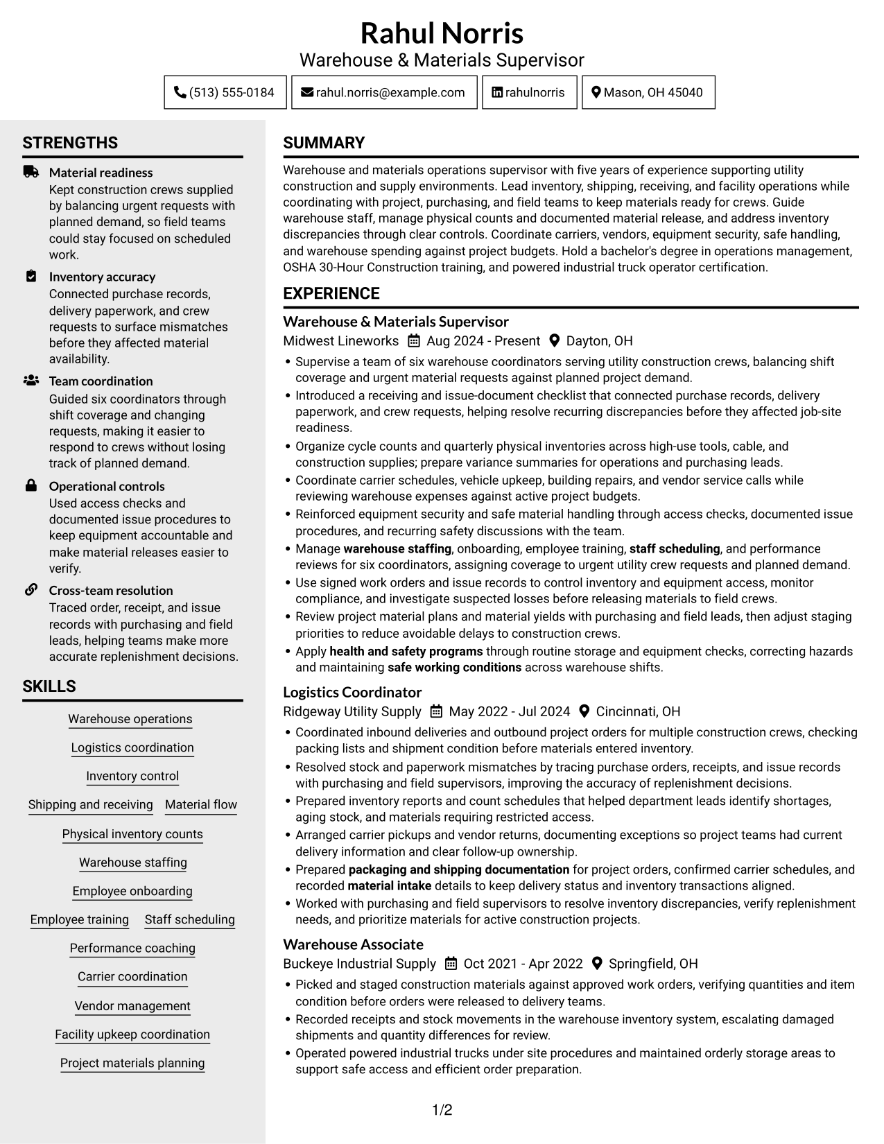 Resume example — page 1