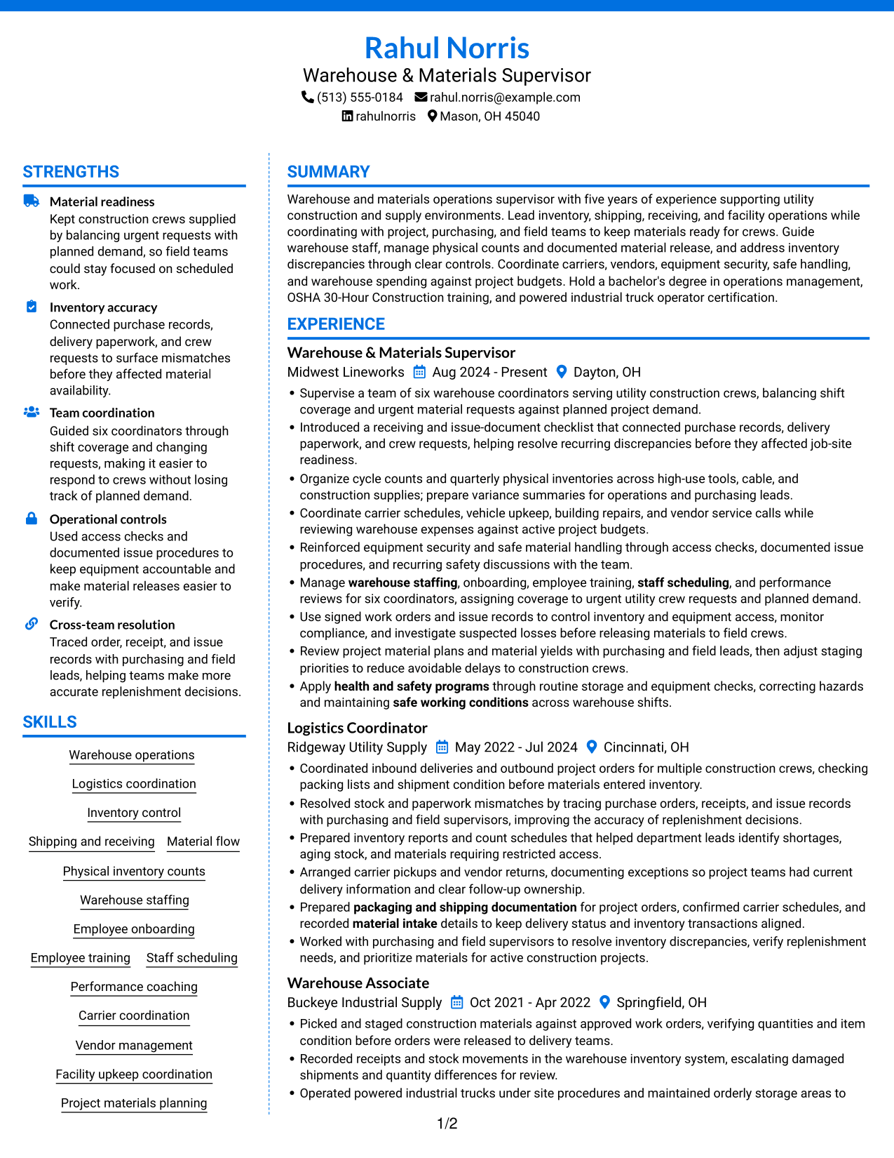Resume example — page 1