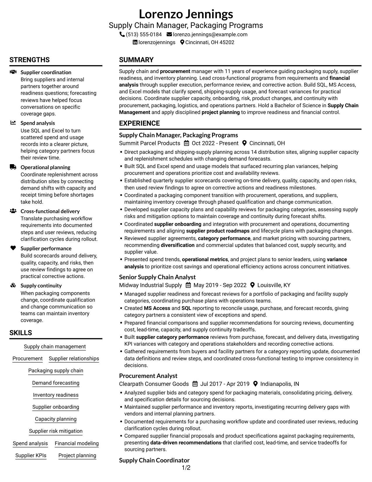 Resume example — page 1