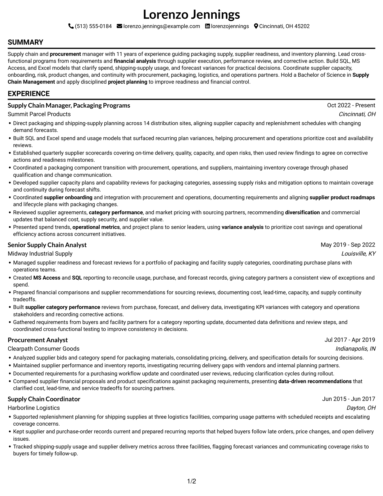 Resume example — page 1