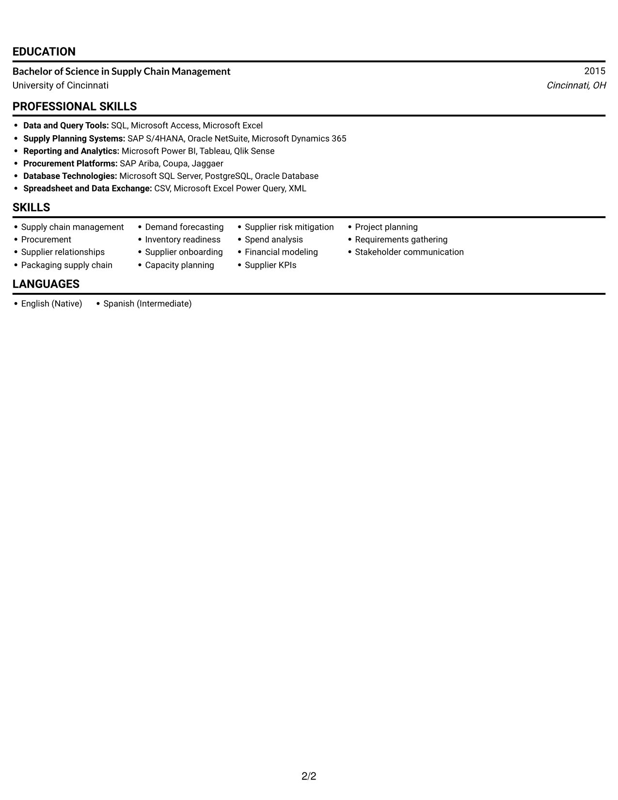 Resume example — page 2