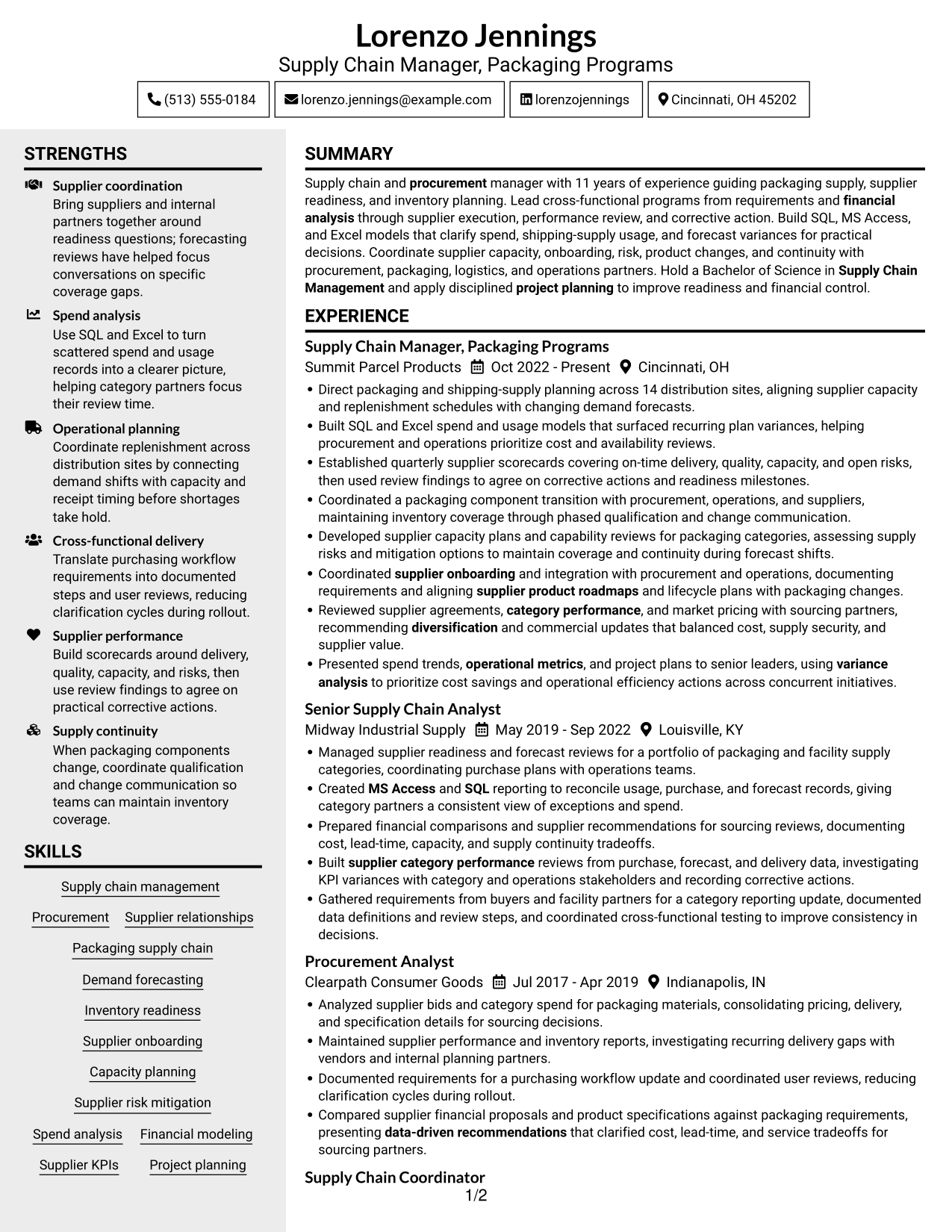 Resume example — page 1
